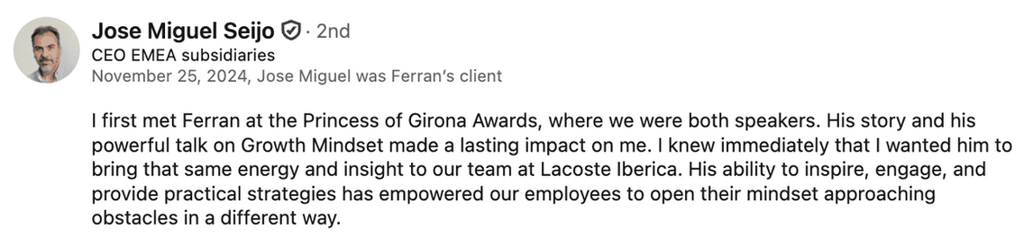 LinkedIn recommendation